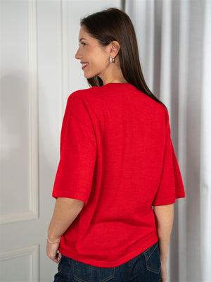 ONE and OTHER Idina Knitted Tee True Red