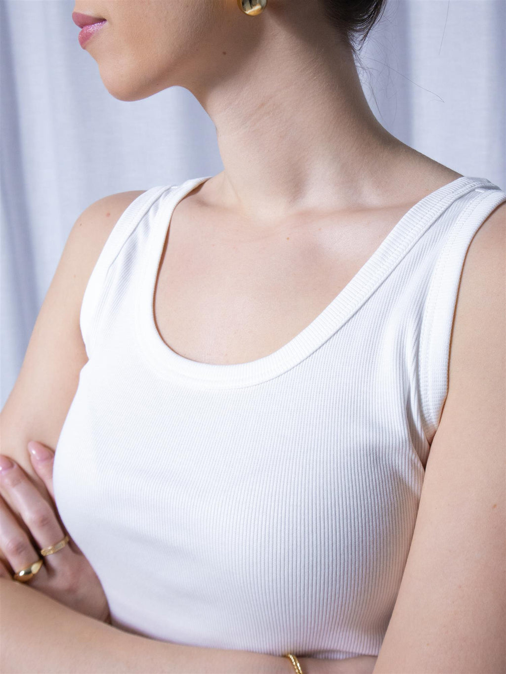 Gant Slim Ribbed Tank Top White