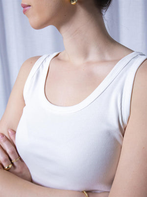 Gant Slim Ribbed Tank Top White