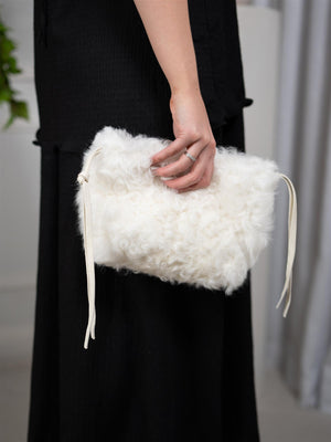 Christian Aks Aiya Small Shearling Bag Cream