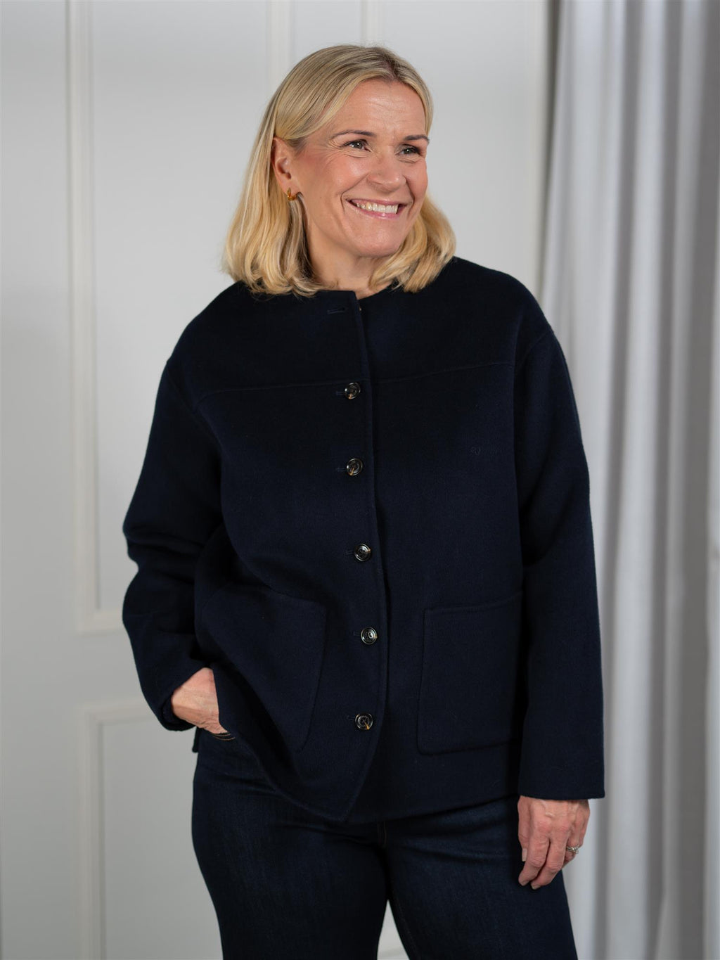 Lexington Double Faced Wool Blend Jacket Navy