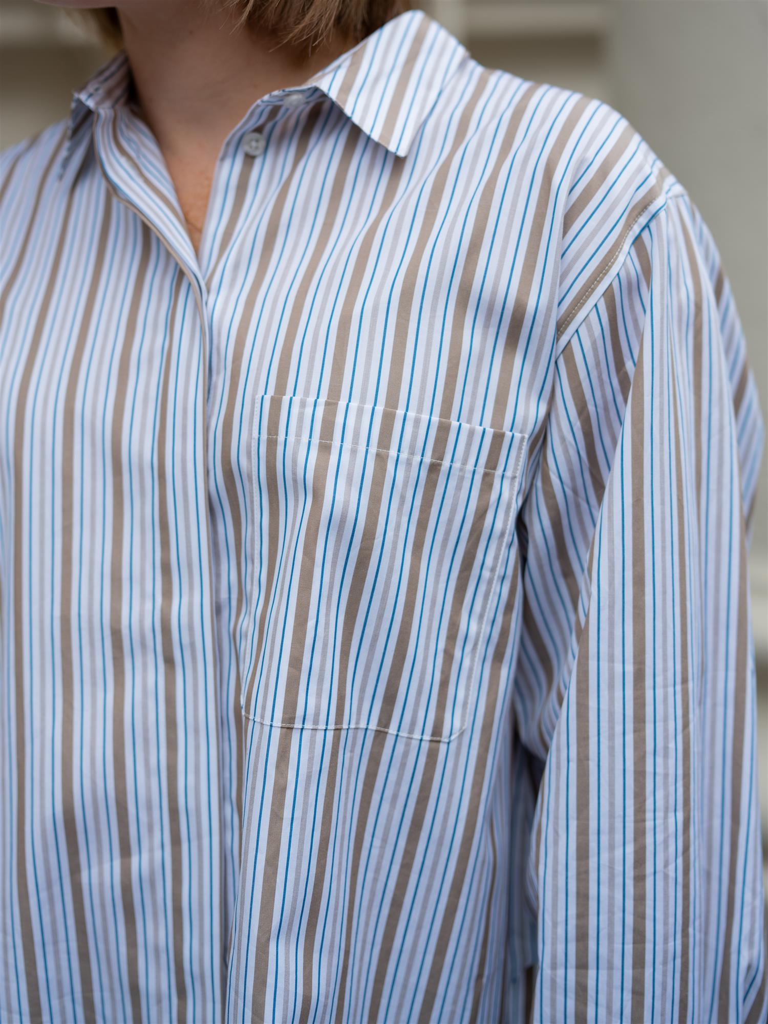 Jansell Shirt Taupe Stripe