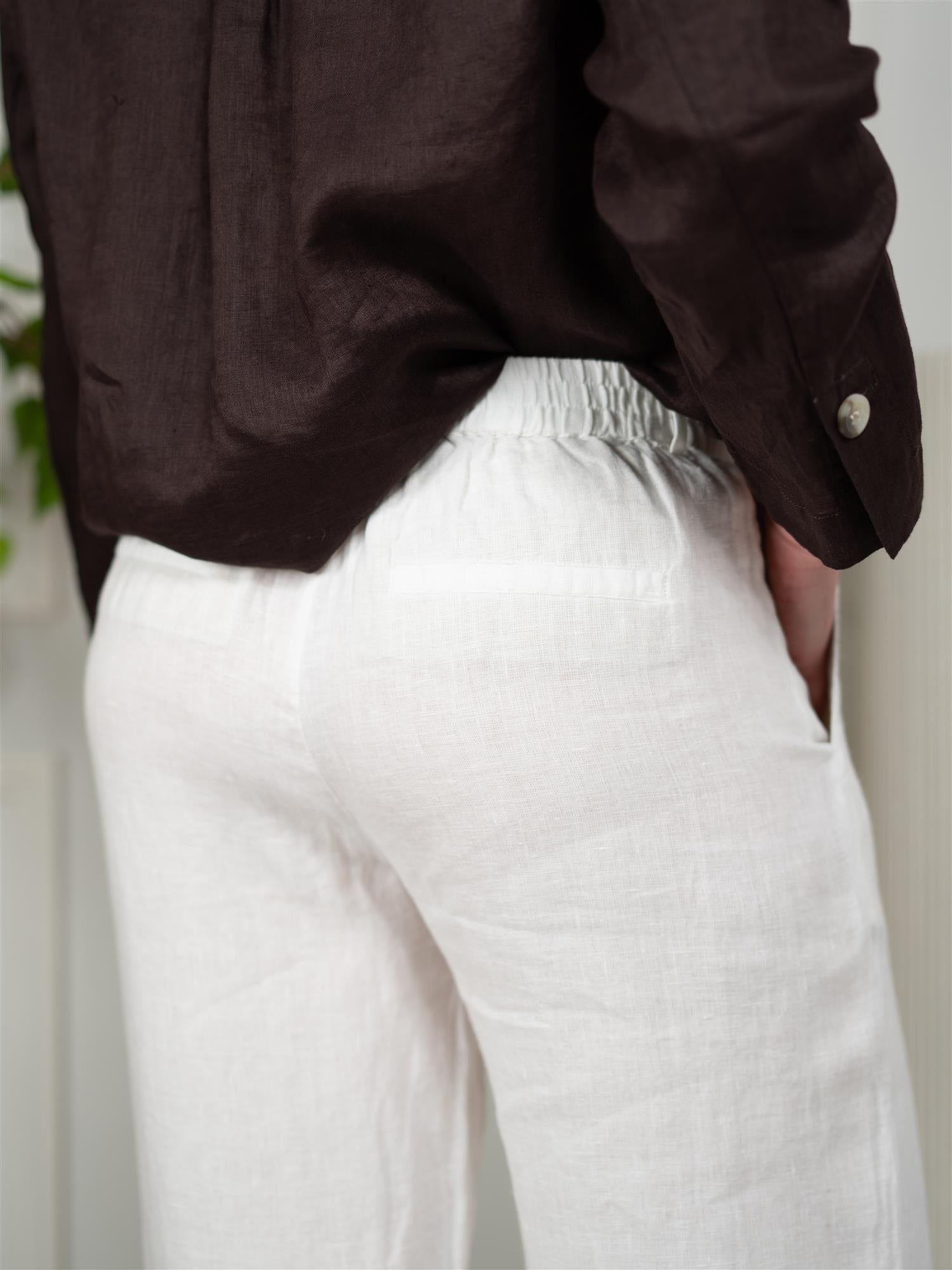 Lexington Mid Waist Wide Leg Linen White