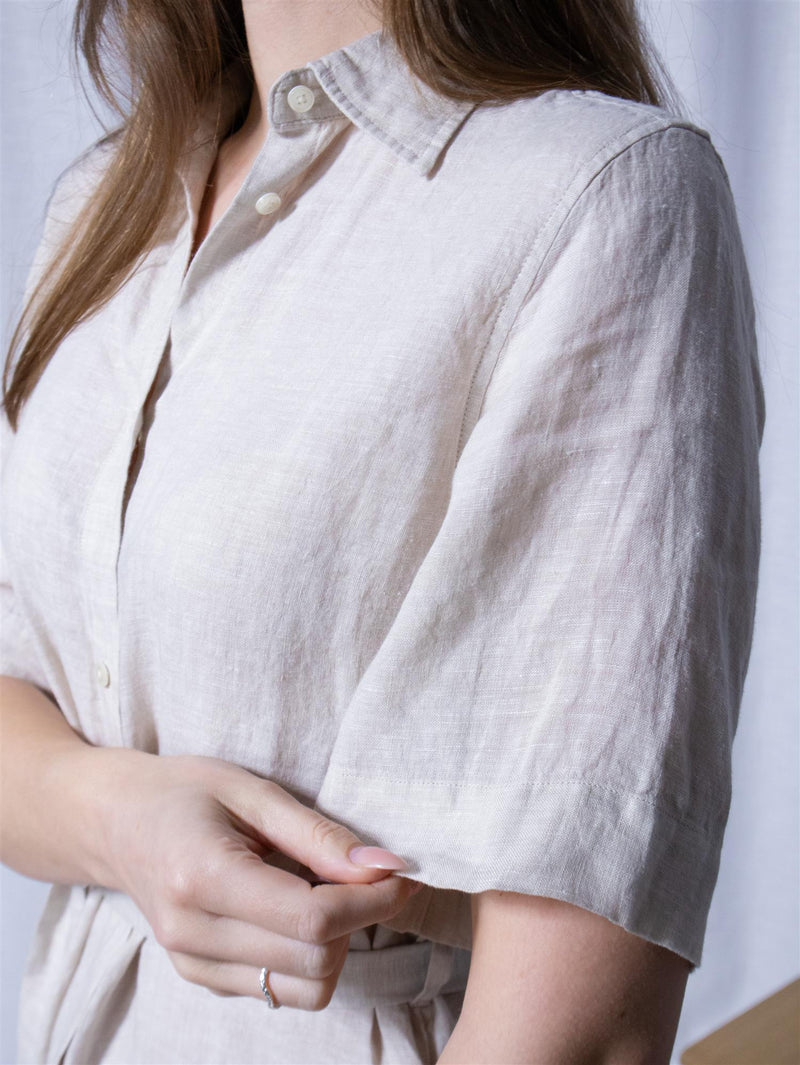 Gant Reg Linen SS Shirt Dress Dry Sand