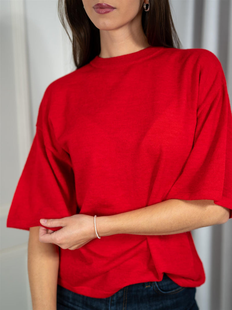 ONE and OTHER Idina Knitted Tee True Red