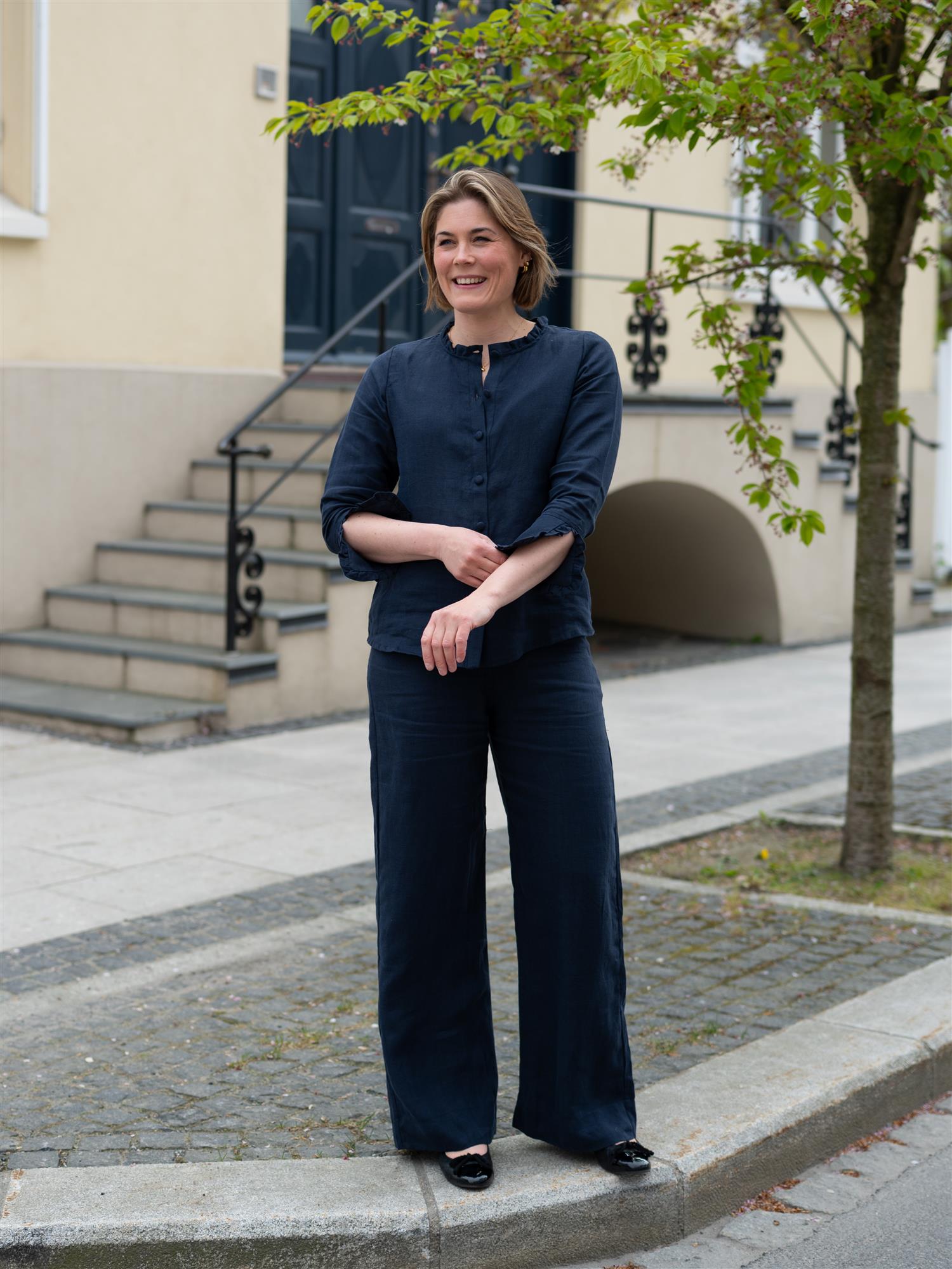 Ella&il Molly Linen Pants Navy