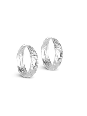 Enamel Nela Hoops 20 mm Silver