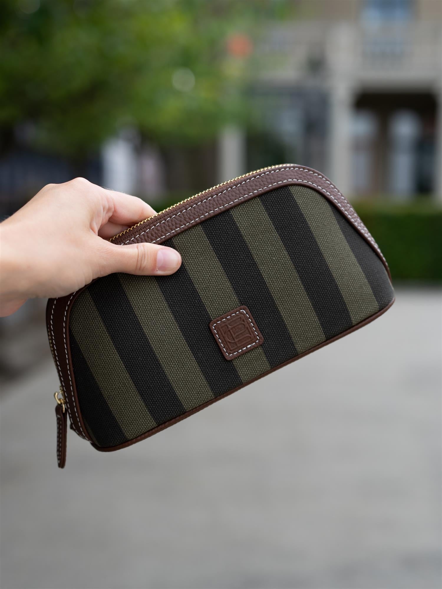 Cosmetic Pouch Small Green Stripe