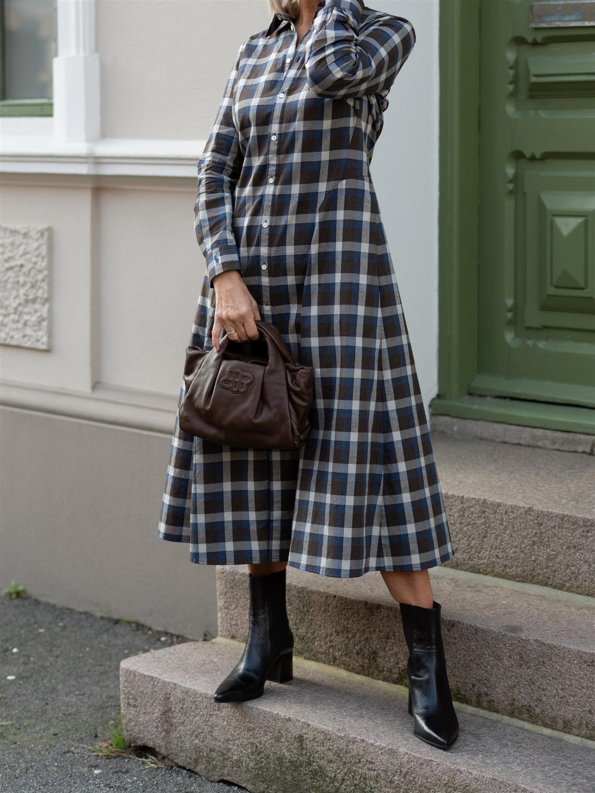 Plaid Cotton Twill Shirtdress