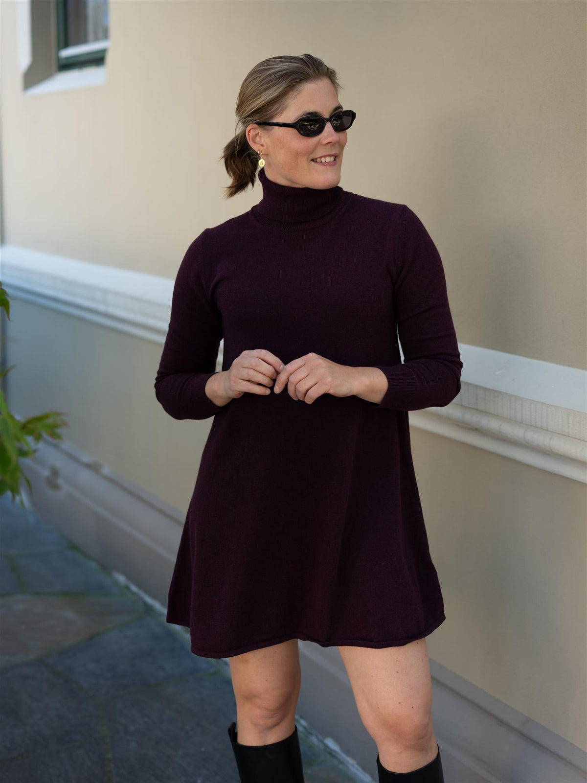 Superfine Lambswool Dress Darkened Wine