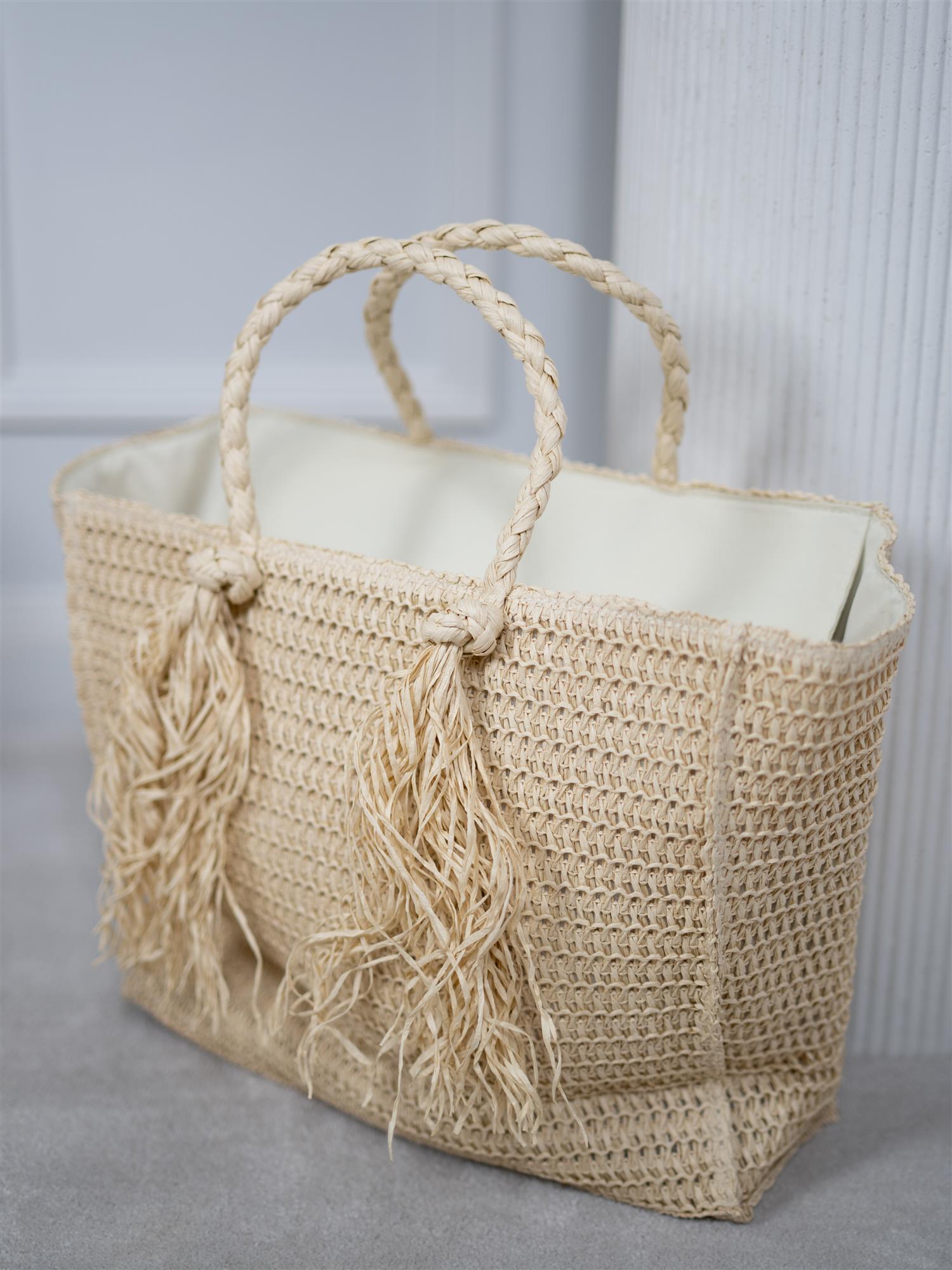 Ella&il Rikke Straw Bag Beige
