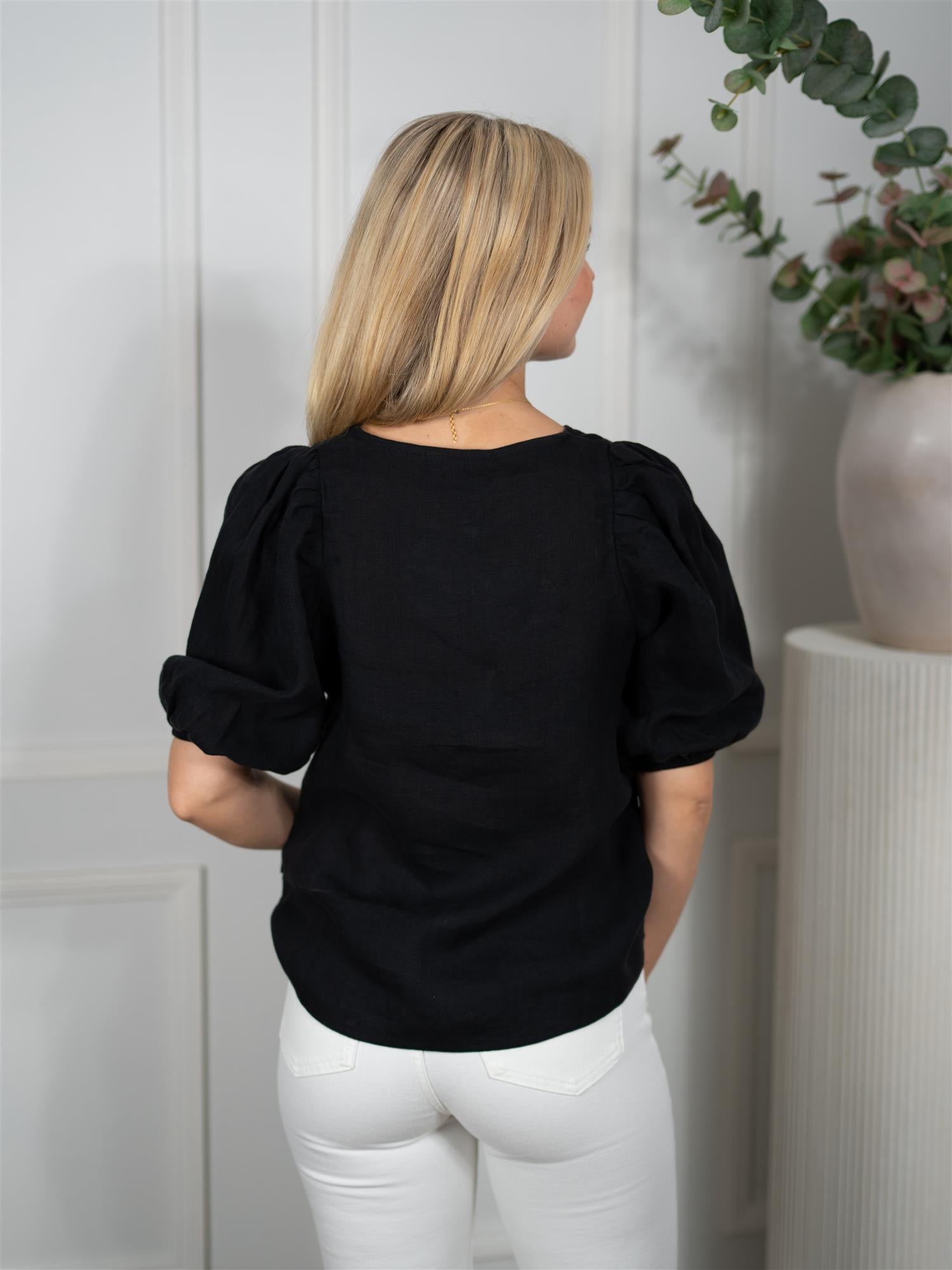 Ella&il Anna Linen Top Black