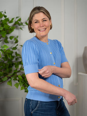 Cotton Cable SS Cardigan Hydrangea Blue