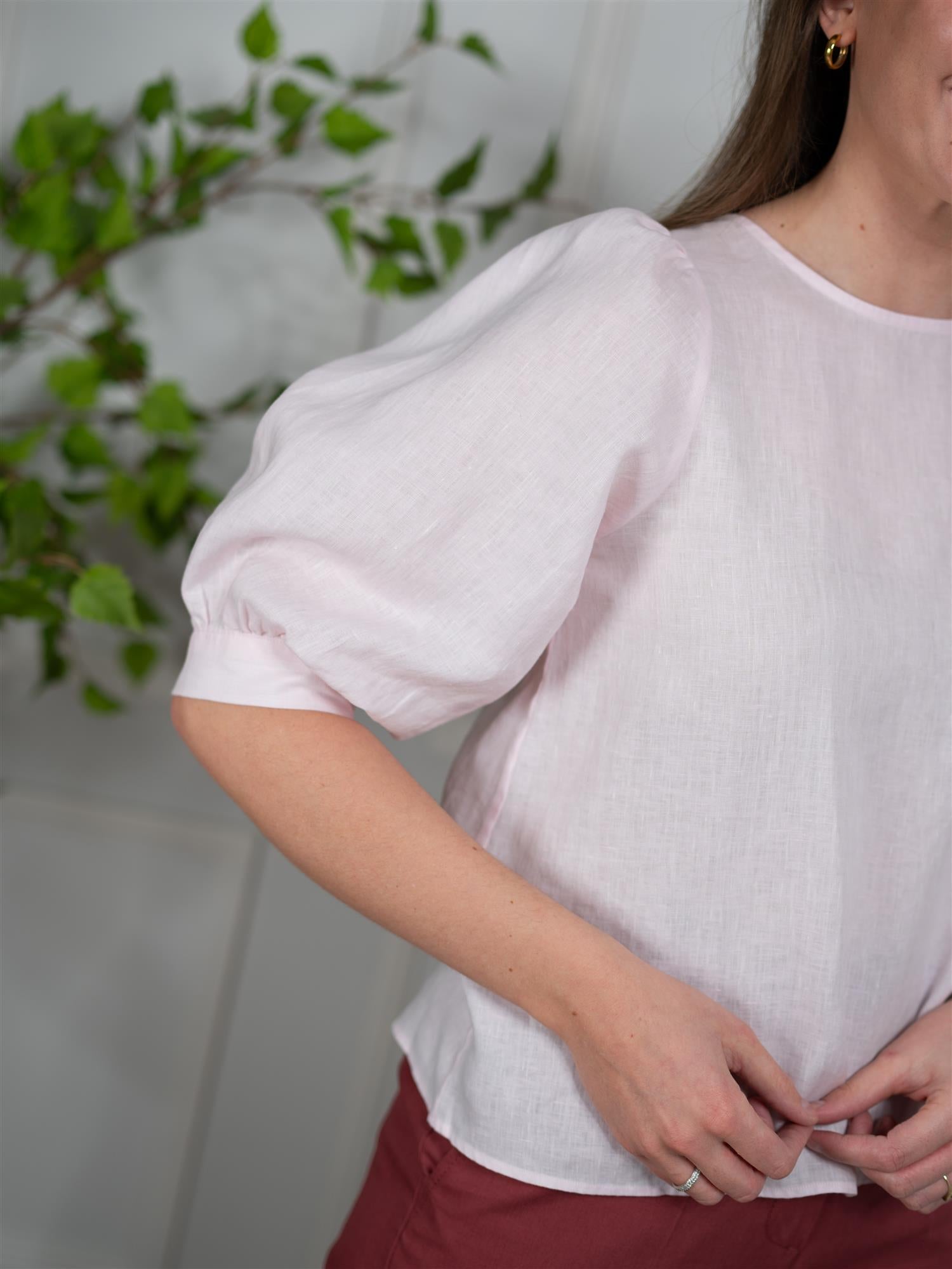 Stenströms Carmen Blouse Puff Sleeve Light Pink