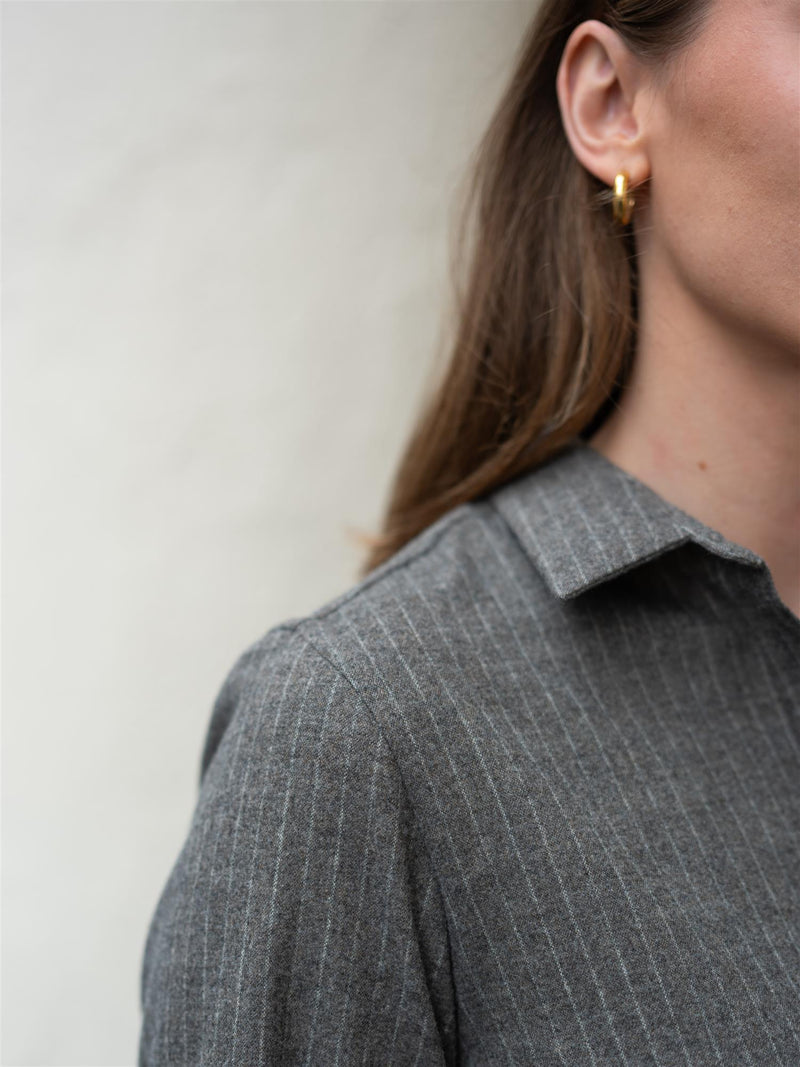 Julie Josephine Sophie Wool Blend Shirt Grey Stripe