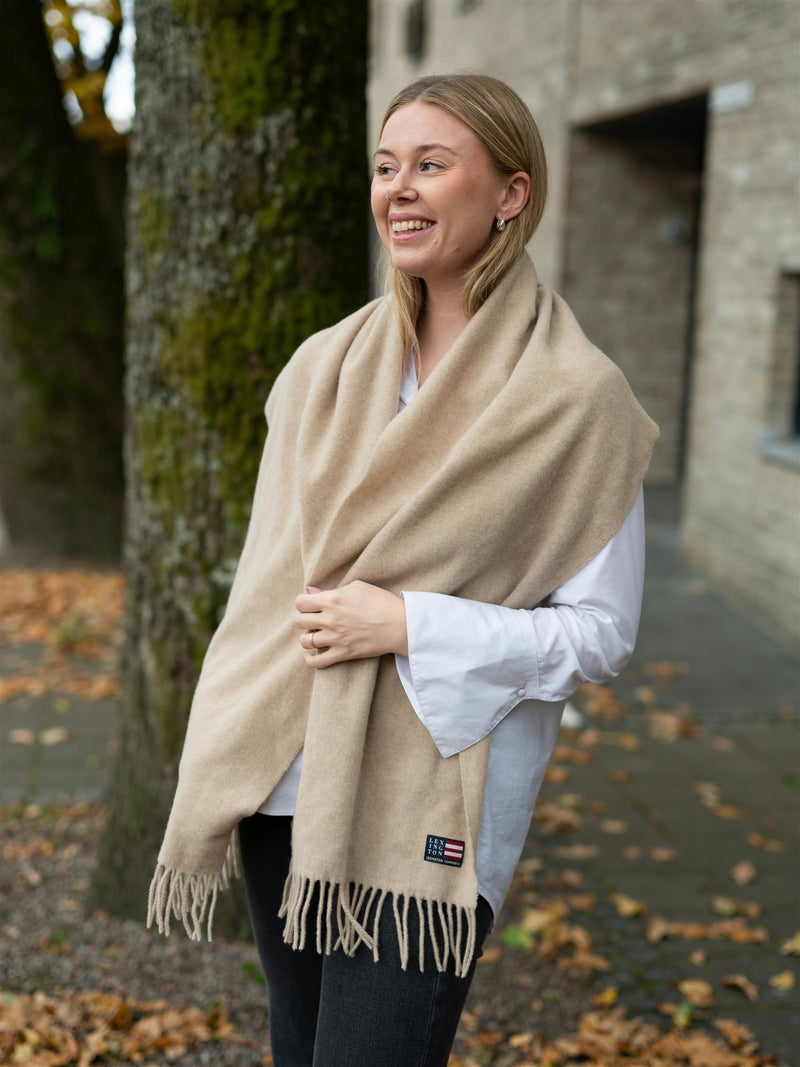 Lexington Recycled Wool Blend Scarf Light Brown Melange