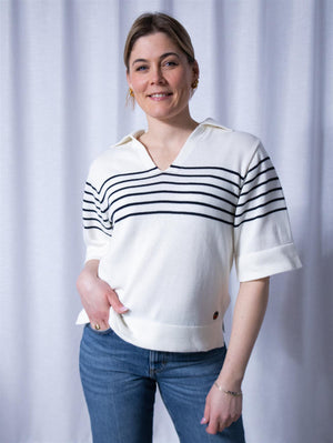 Busnel Freja Striped Top Ecru/Marine