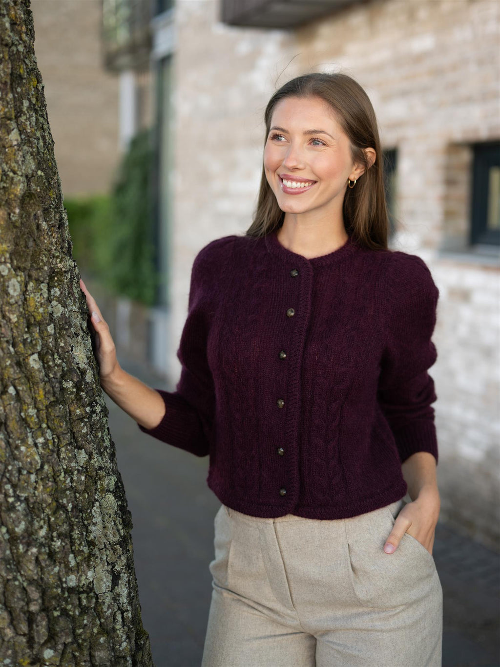 Dear Dharma Edge Cardigan Plum