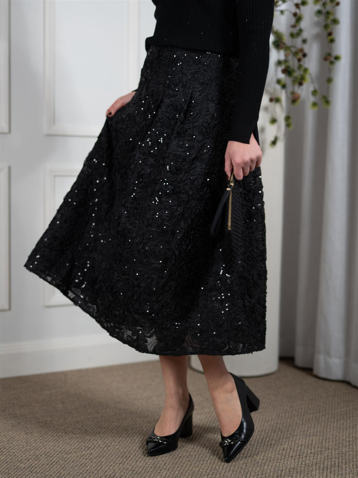 MMReya Sequins Skirt Black