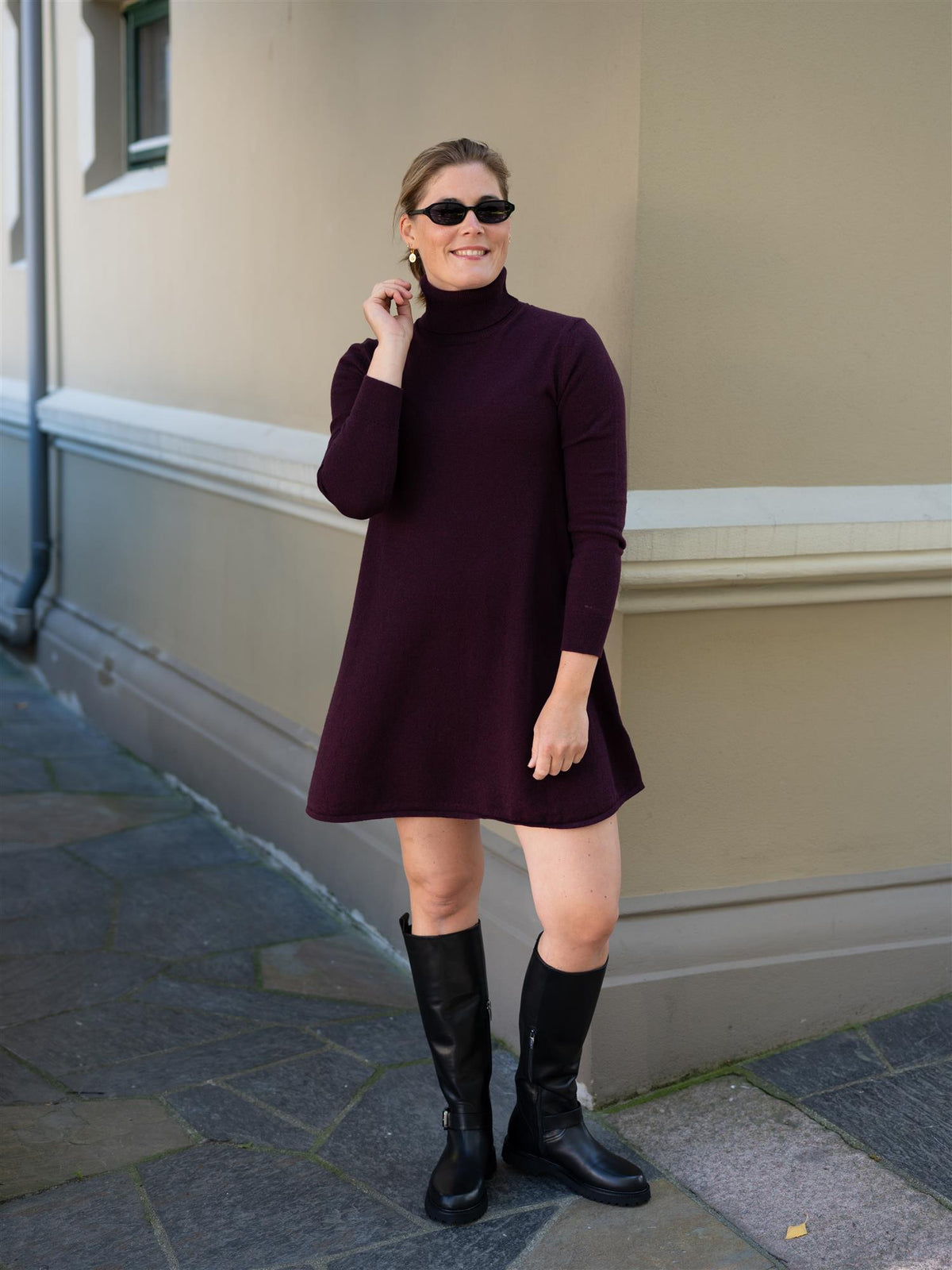 Superfine Lambswool Dress Darkened Wine