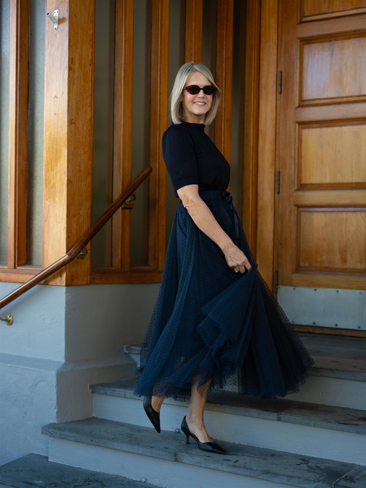 Tyllskjørt Navy Dots