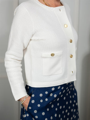 Busnel Estelle Solid Cardigan Ecru