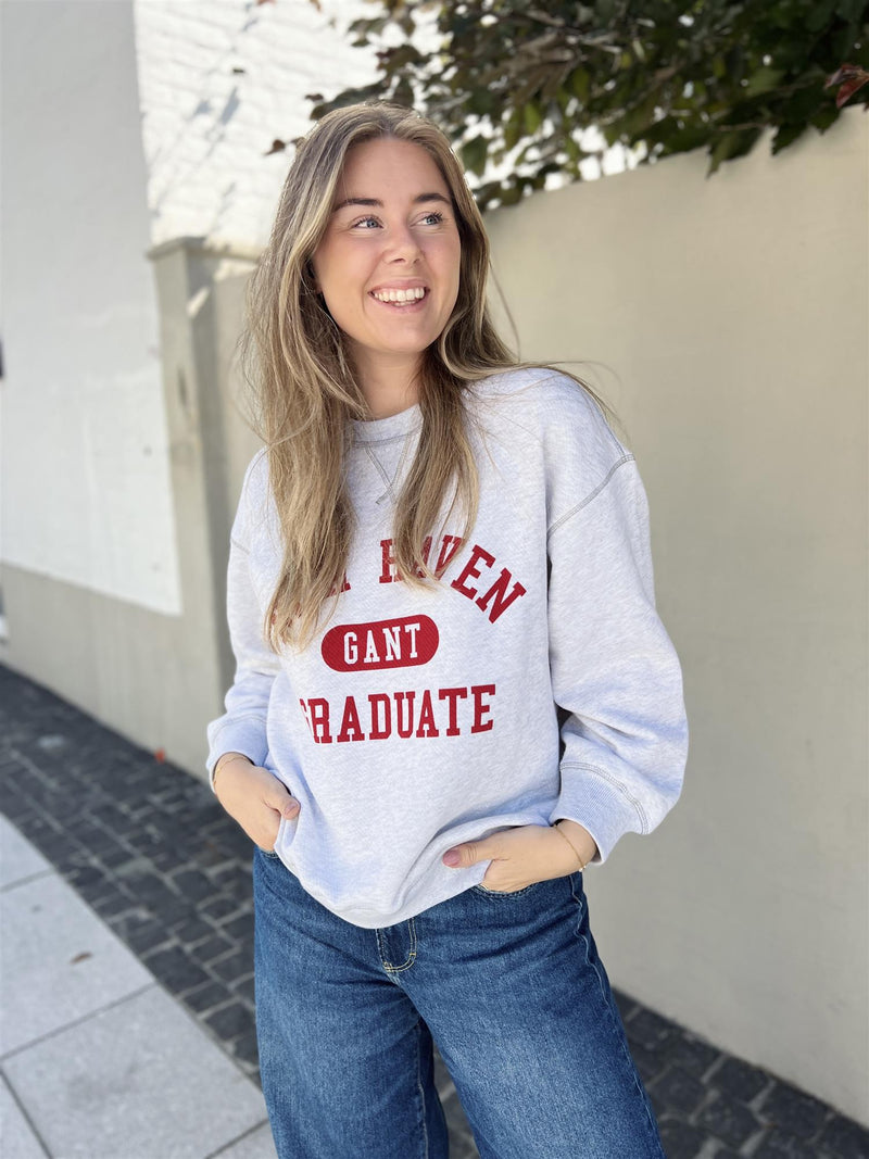 Gant Graphic C-Neck Sweat Pale Grey Melange