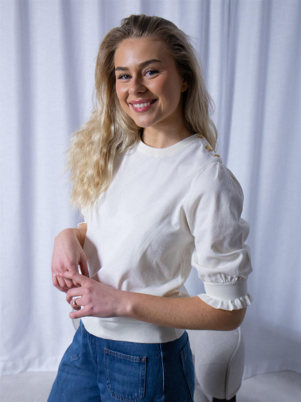 Fabienne Chapot Molly Short Sleeve Pullover Cosy White