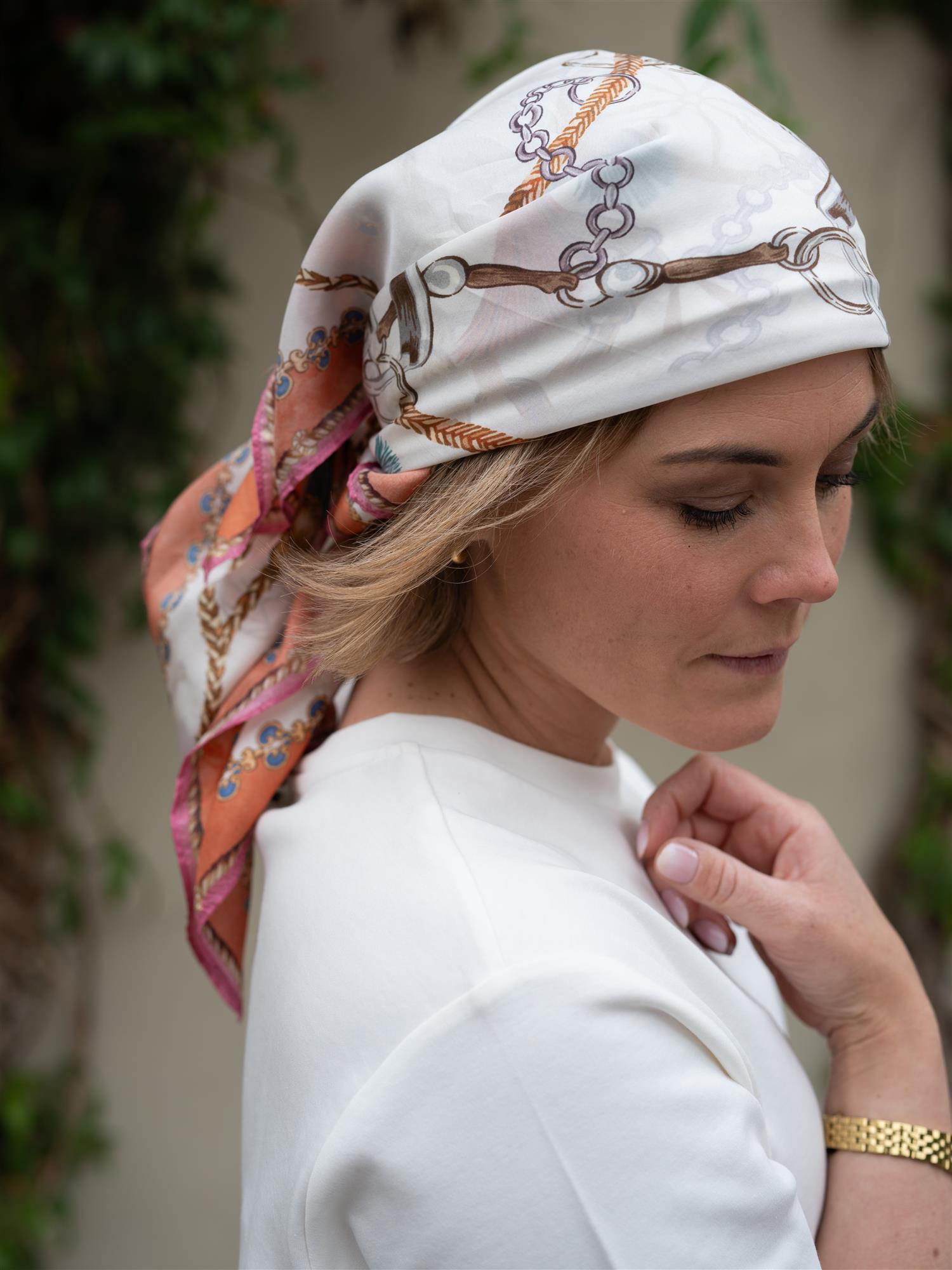 Hale Bob Leilany Silk Scarf Ivory