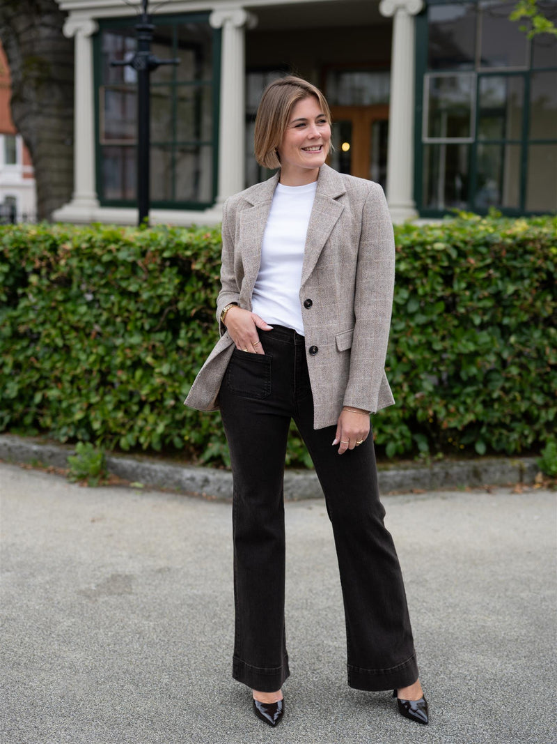 Camilla Pihl Brook Check Blazer Taupe Herringbo
