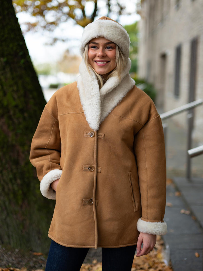 Camilla Pihl Melli Shearling Jacket Camel Suede