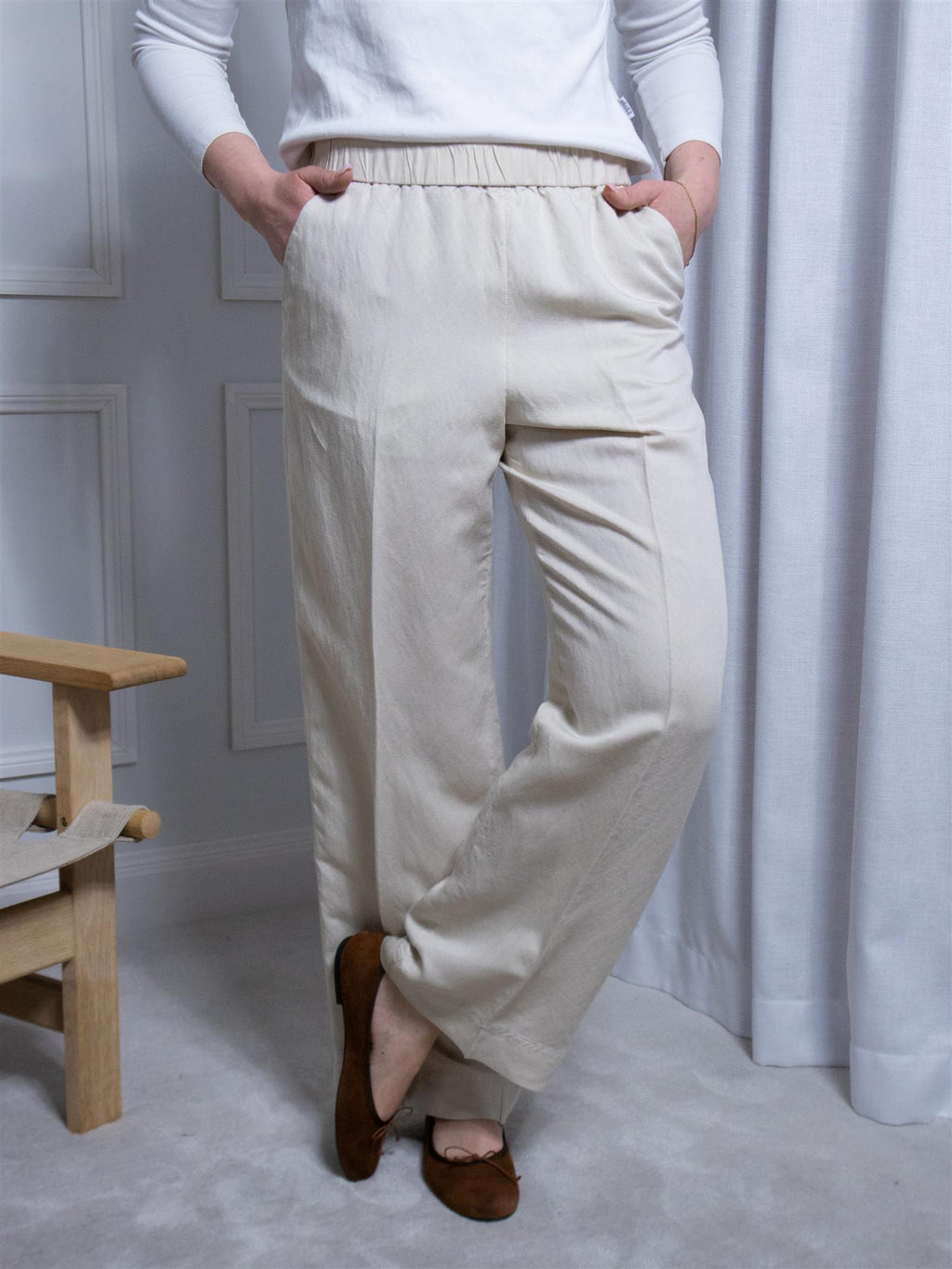 Gant Rel Linen Blend Pull On Pants Putty