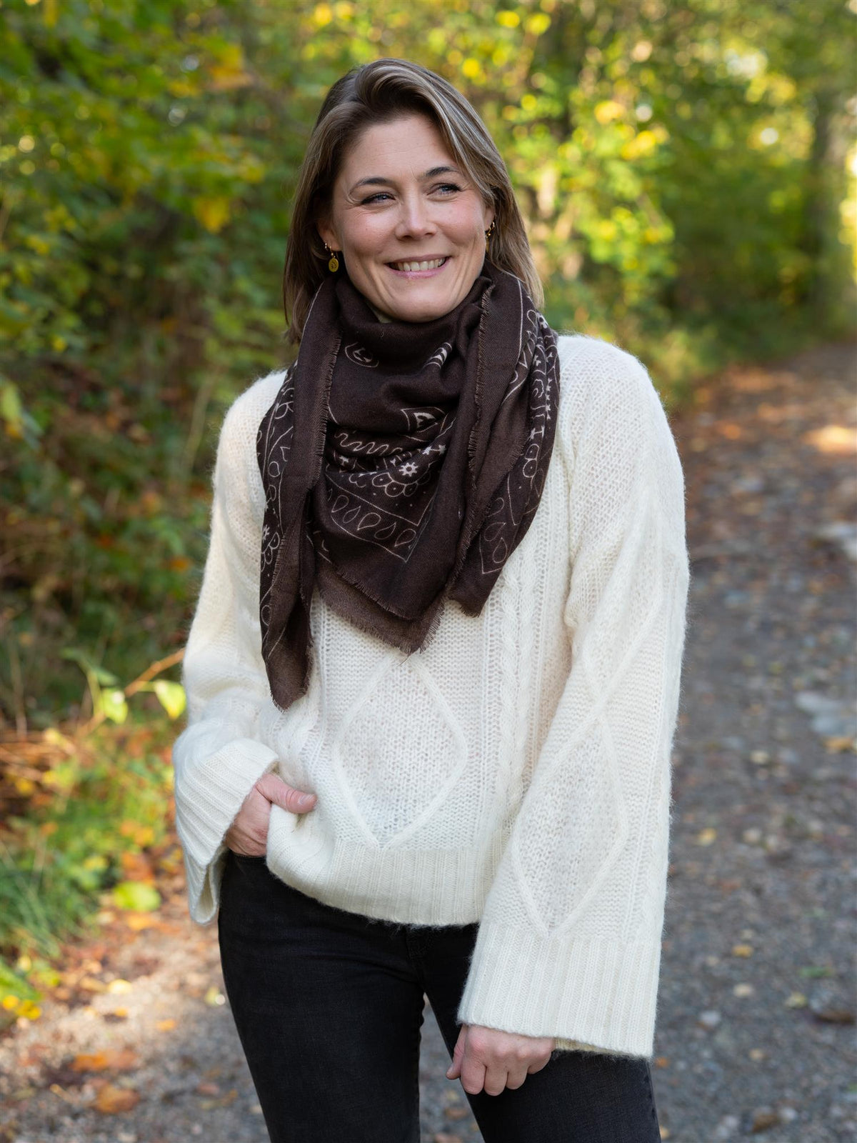 Heritage Paisley Scarf Dark Brown & Beige