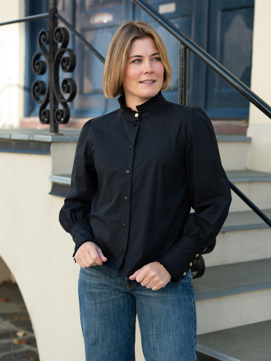 Busnel Maira Plisse Blouse Black