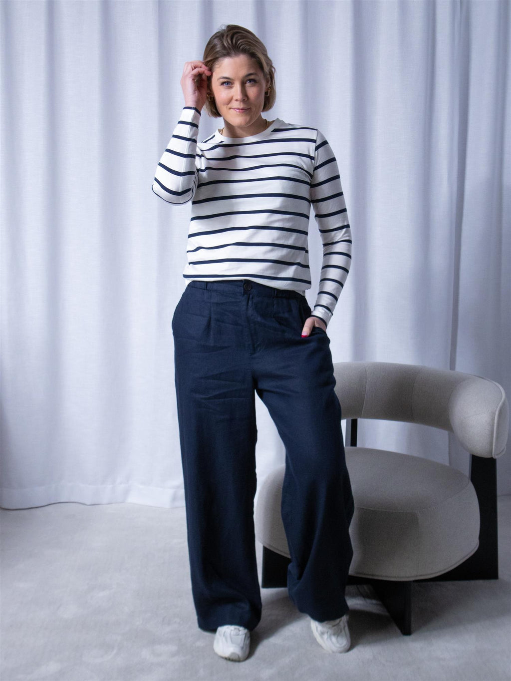 Lexington Micaela Longsleeve Tee Blue/White Stripe