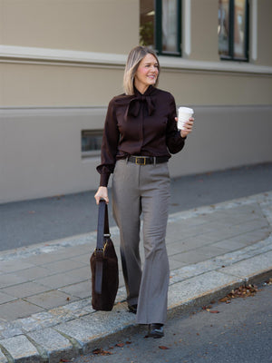 Stenströms Selma Blouse Bowtie Flyfront Brown