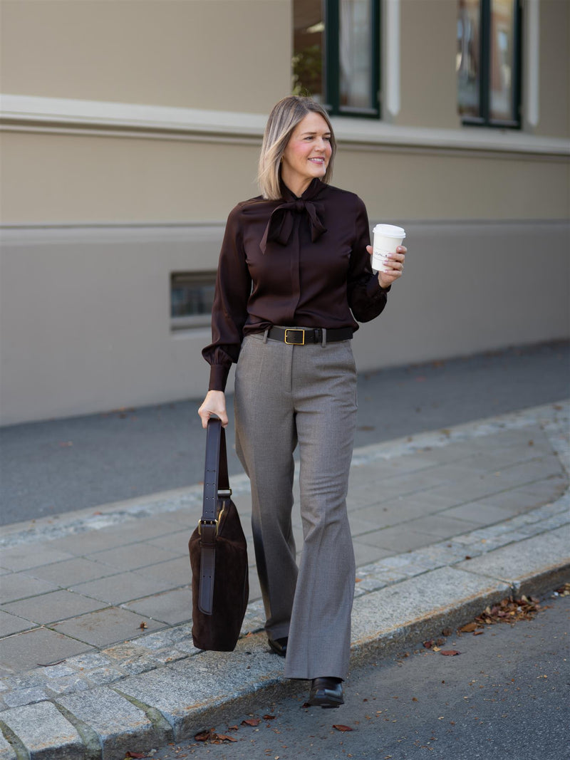 Stenströms Selma Blouse Bowtie Flyfront Brown