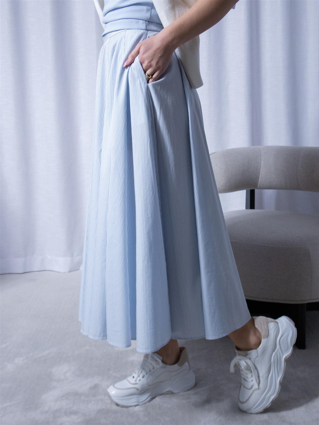 Gant Striped Skirt Fresh Blue