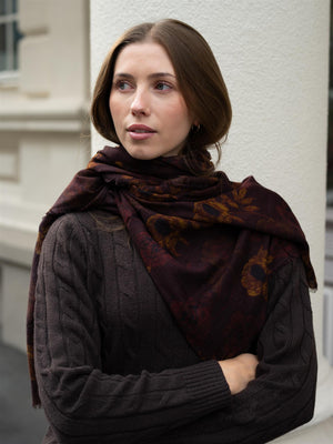 Beck Söndergaard Magna Flower Siw Scarf Chocolate Brown