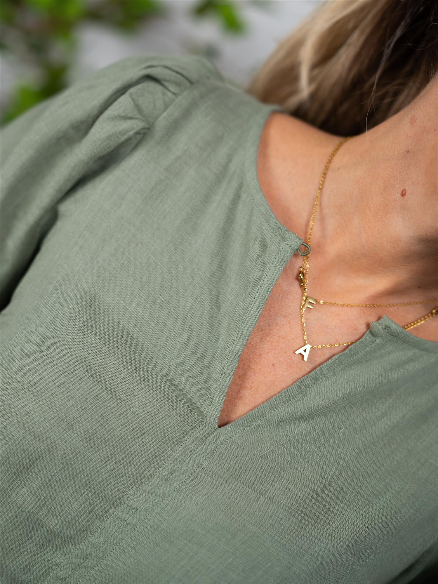 Ella&il Anna Linen Top Green