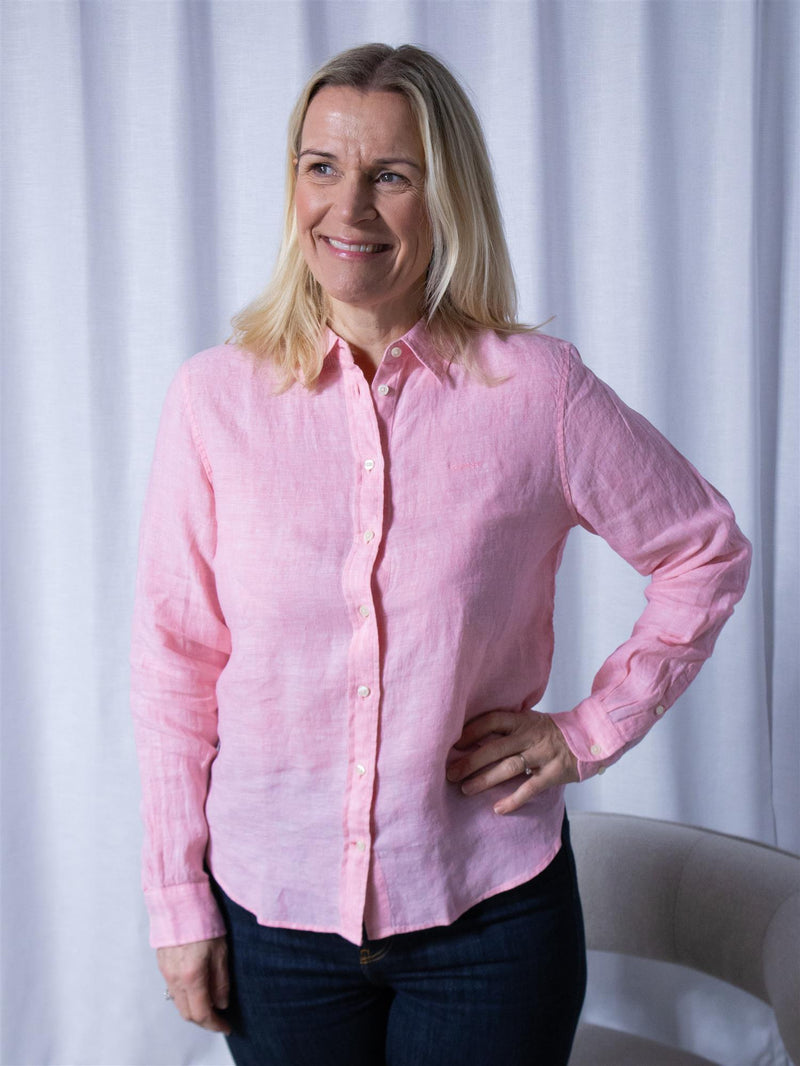 Gant Reg Linen Shirt Geranium Pink