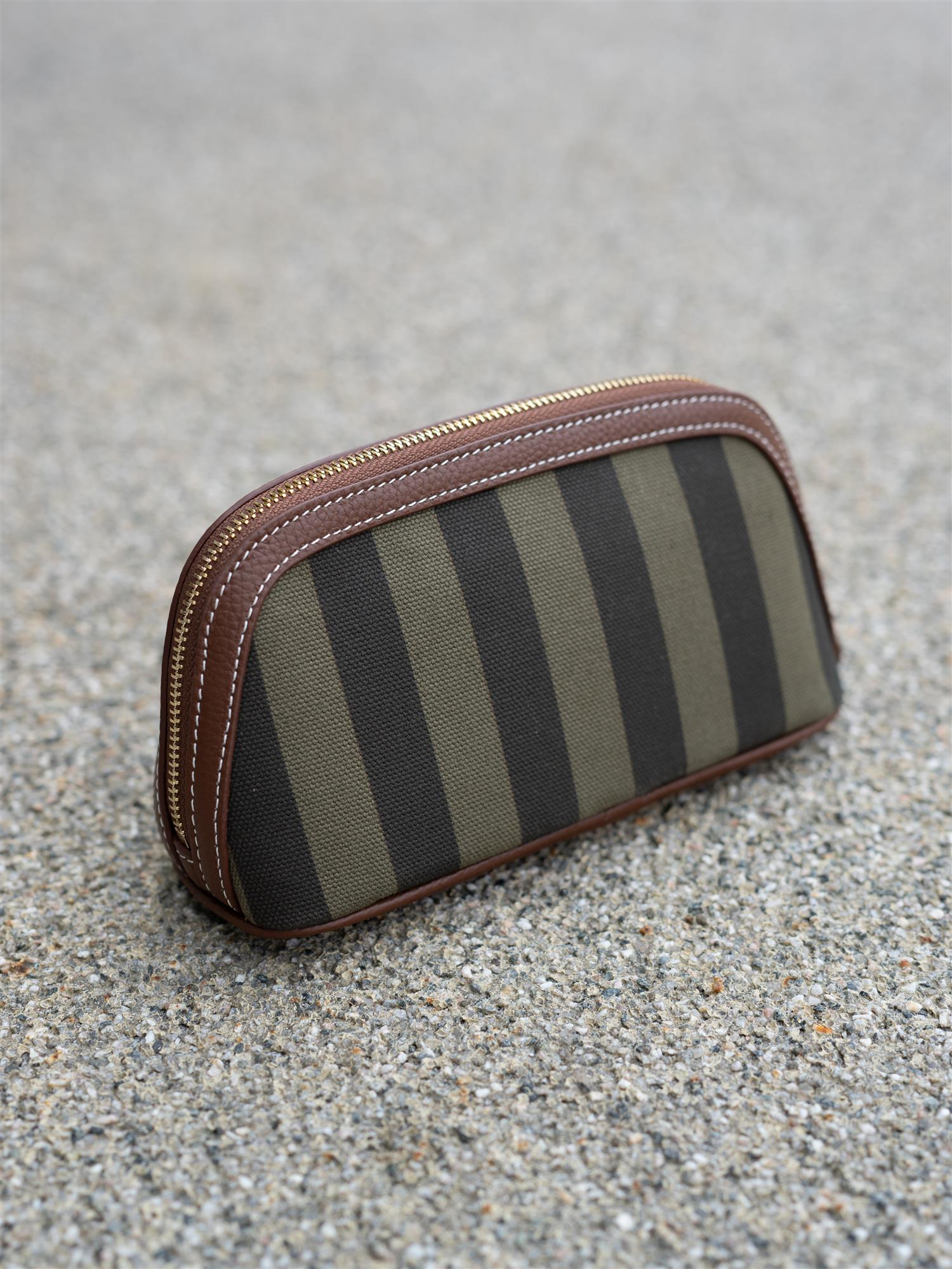 Cosmetic Pouch Small Green Stripe