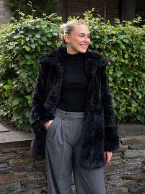 Ella&il Anna Fake Fur Jacket Black