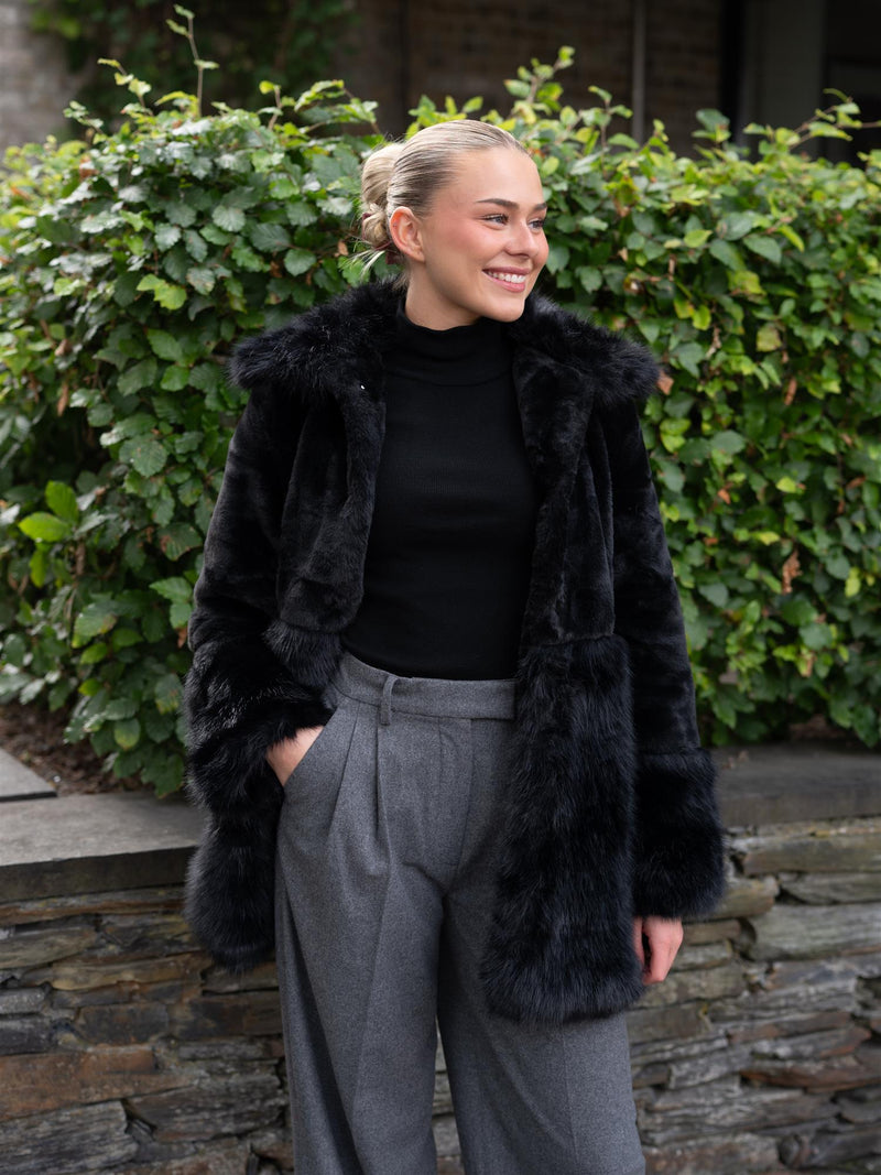Ella&il Anna Fake Fur Jacket Black