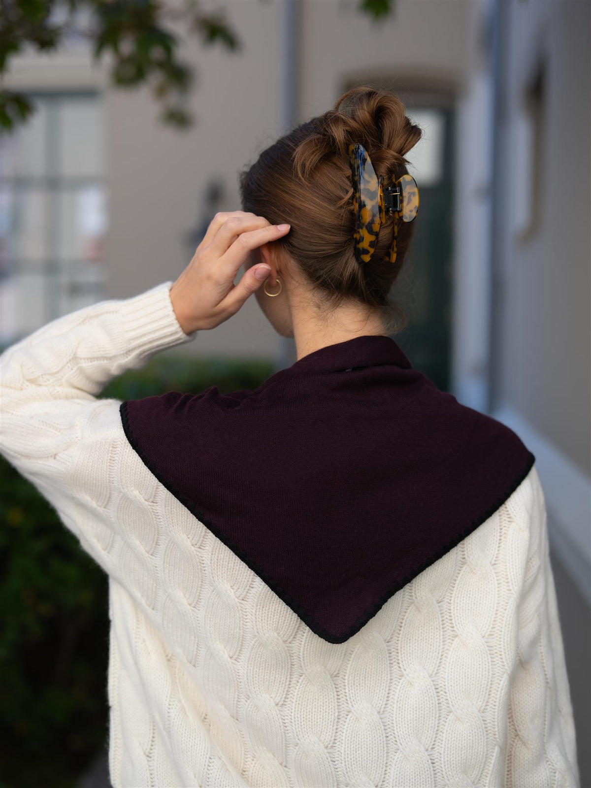 Mina Stitched Merino Scarf Burgundy