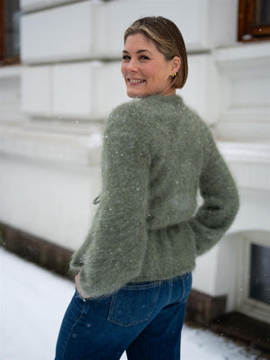 Ella&il Fredrikke Chunky Cardigan Sage Green