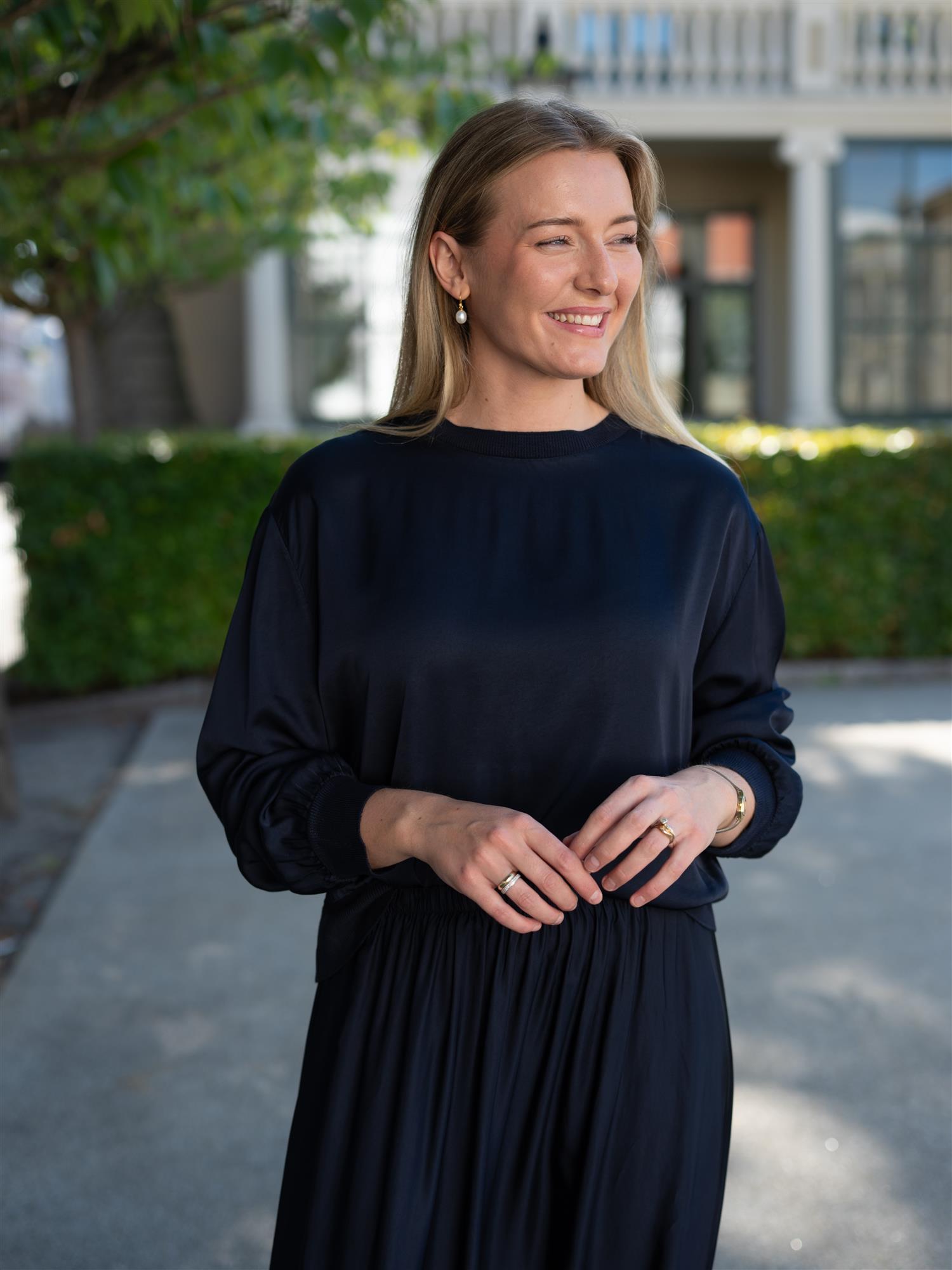 Silk Top Navy