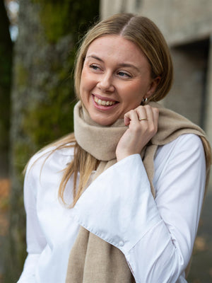 Lexington Recycled Wool Blend Scarf Light Brown Melange