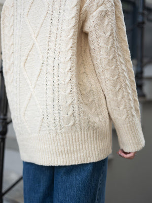 Lexington Chunky Cable Knit Sweater Offwhite