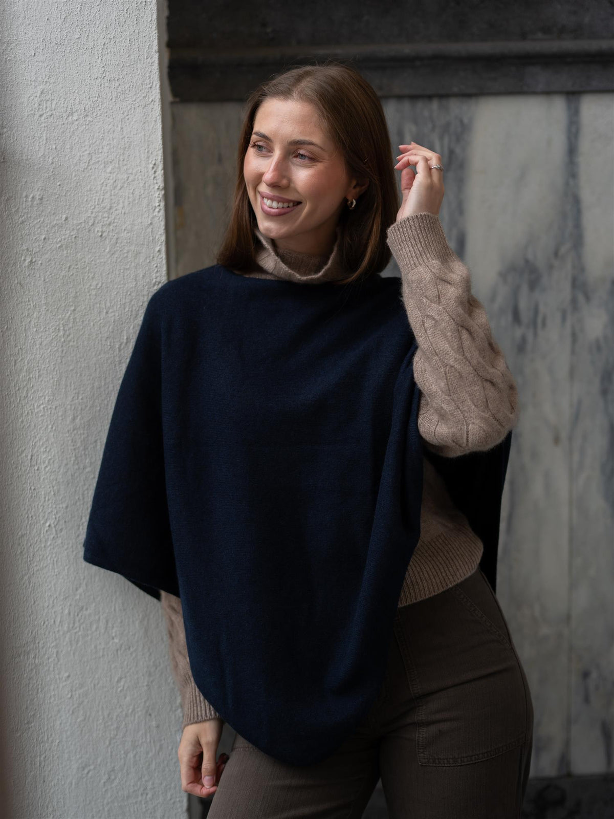 Davida Triangle Poncho Navy
